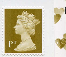 2008 GB - UJW6 1st Gold (W) S-Adhesive from SA2 Booklet r1.3 MNH